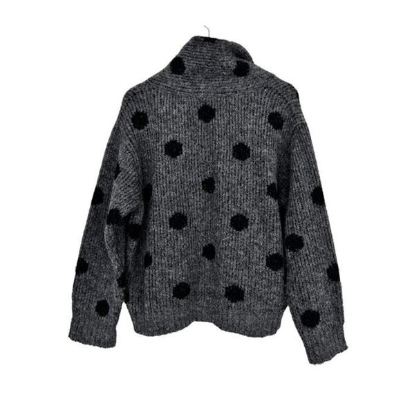 THE GREAT Gray Polka Dot Alpaca Wool Oversized Sweater Sz S - Picture 5 of 6